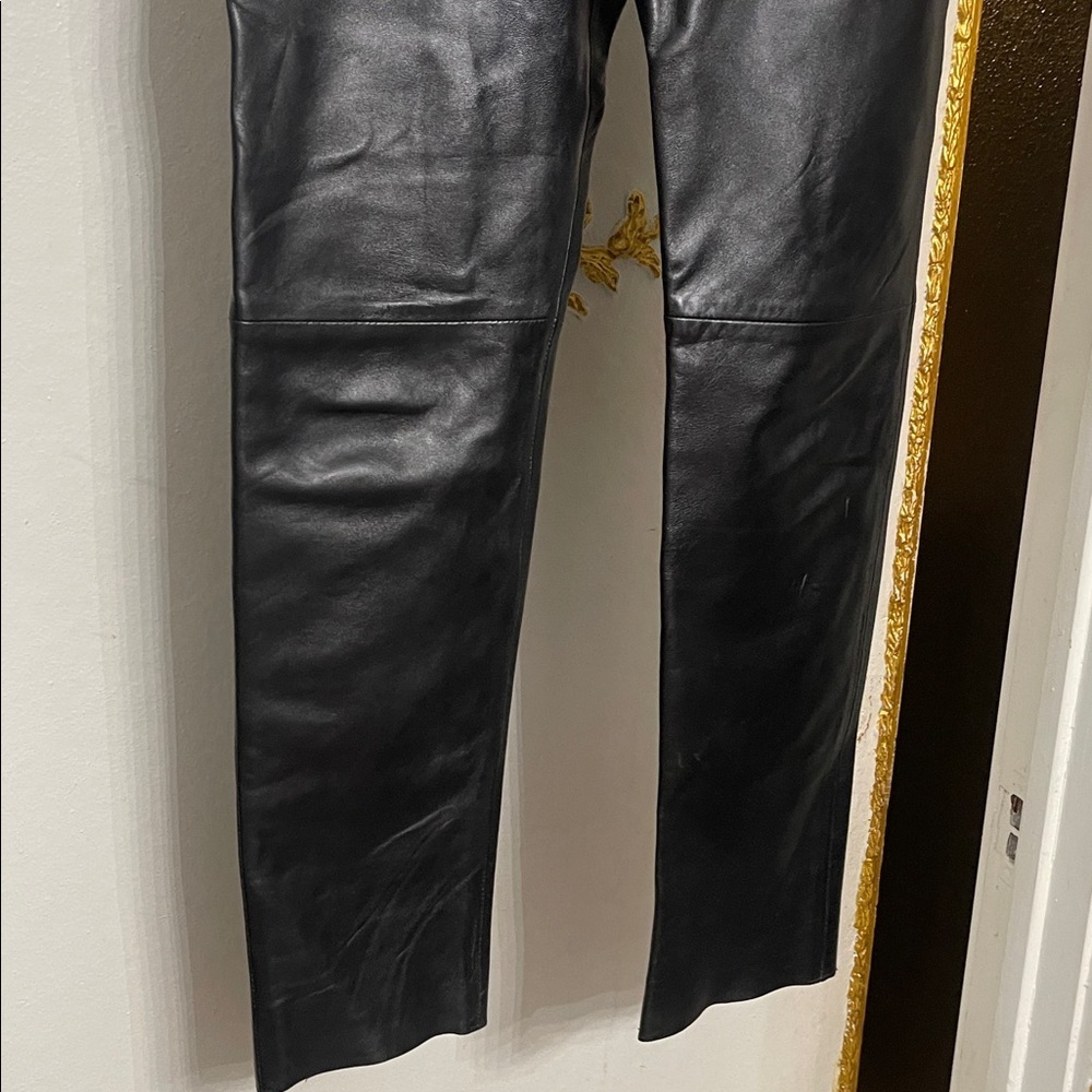Vintage 90s Saguaro Genuine Leather Pants High Rise Mom Jean Fit Size 6 - Picture 3 of 7